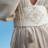Tatva Dress in Ombre Mocco Colour Organic Kaftan with Hand Embroidered Belt — Photo 2