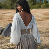 Tatva Dress in Ombre Mocco Colour Organic Kaftan with Hand Embroidered Belt — Photo 6