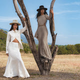 Mandara Dress in Light Sage — Sustainable Linen Open Back Macrame Dress