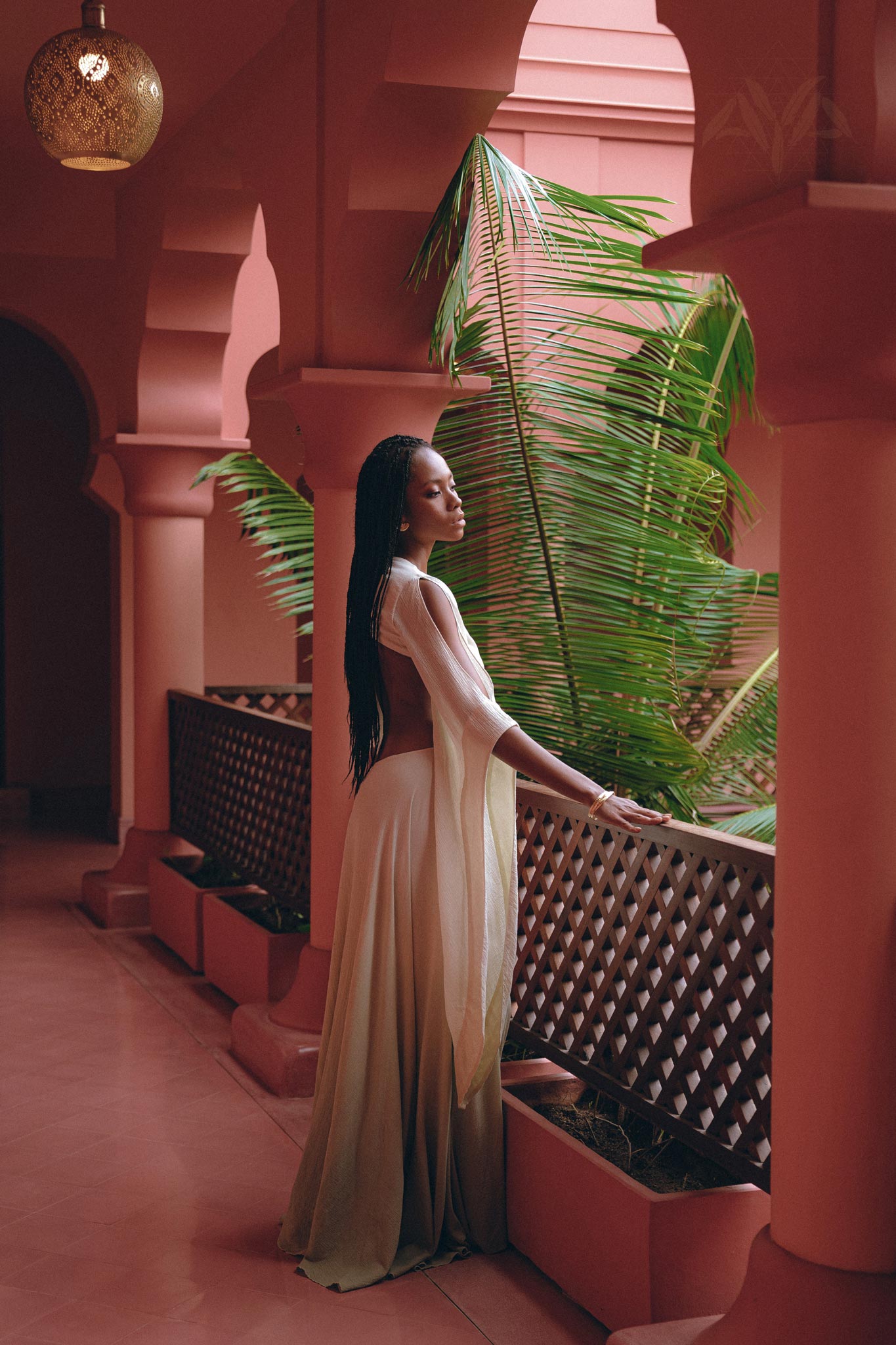 NEW! Off-White to Green Organic Wedding Boho Dress for Women