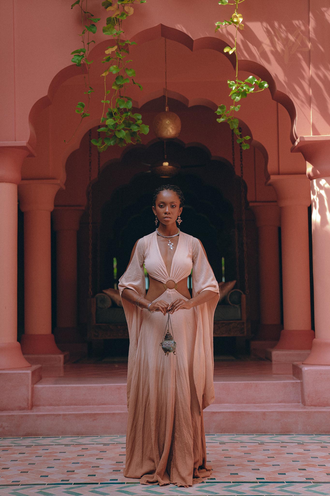 Boho Ombre Botanically Dyed Dress Open Belly Maxi Bridesmaid Dress AYA Sacred Wear