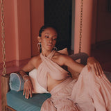 Dusty Pink Bohemian Adjustable Dress, Boho Evening Open Back Belly Dress - AYA Sacred Wear