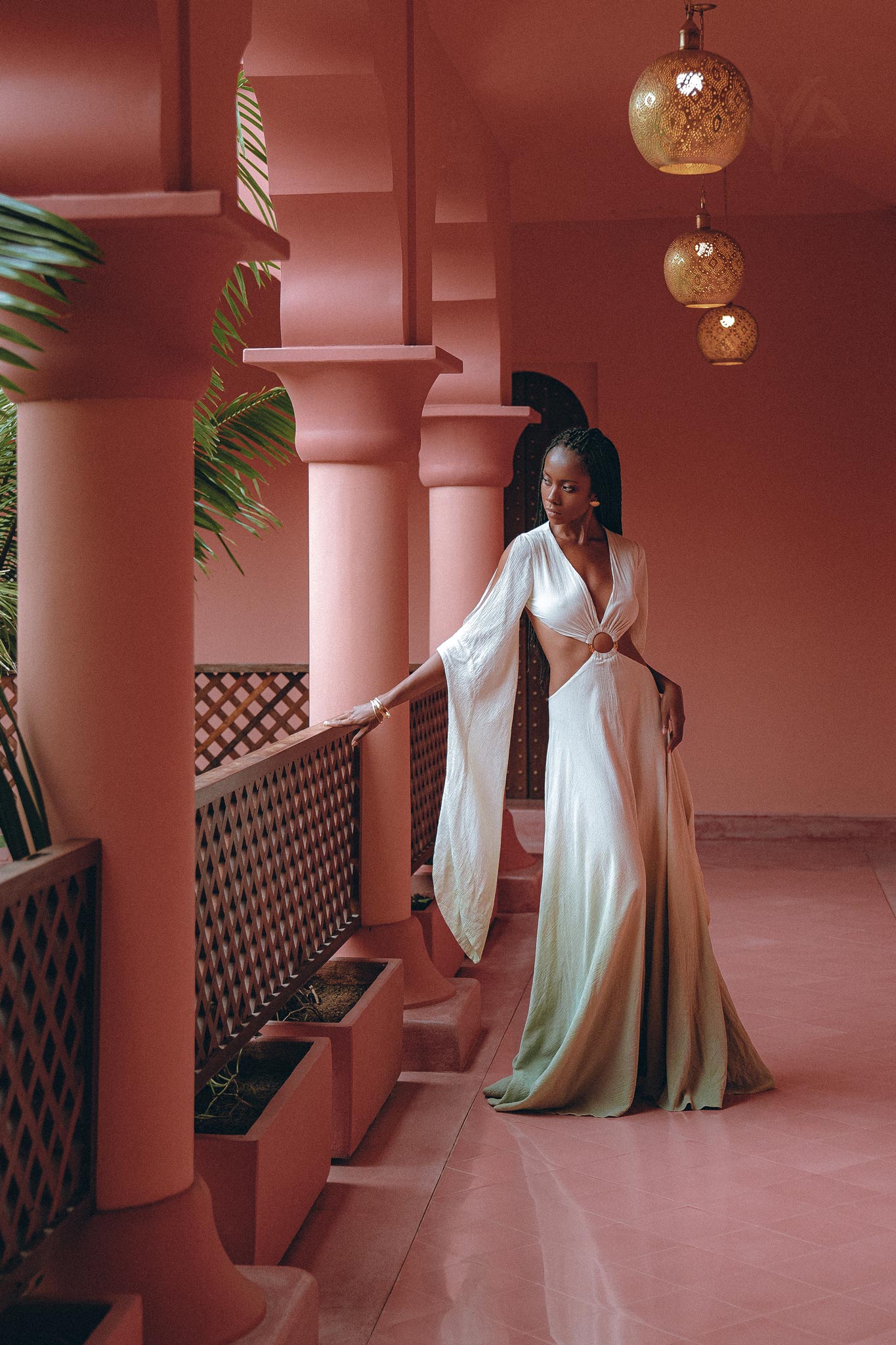 NEW! Off-White to Green Organic Wedding Boho Dress for Women by AYA Sacred Wear