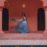 Boho Macrame Bridesmaid Dress • Off-White - Sky Blue Ombre Dress - AYA Sacred Wear