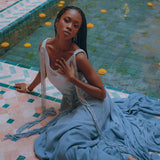 Boho Macrame Bridesmaid Dress • Off-White - Sky Blue Ombre Dress - AYA Sacred Wear