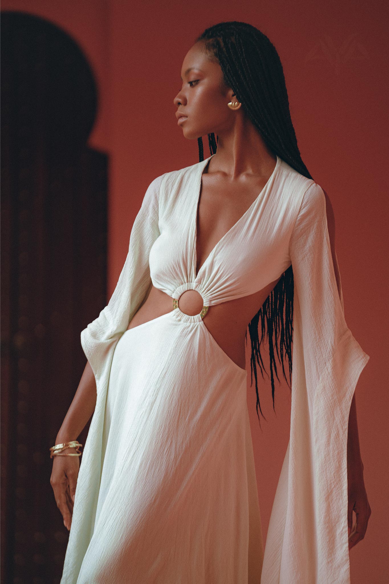 NEW! Off-White to Green Organic Wedding Boho Dress for Women