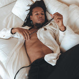 Off-White Handwoven Cotton Oversized Shirt for Men by AYA Sacred Wear