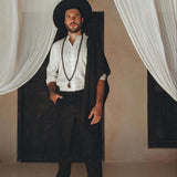 Off-White Linen Shirt for Men with Handmade Braids by AYA Sacred Wear