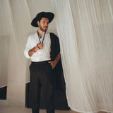 Off-White Linen Shirt for Men with Handmade Braids by AYA Sacred Wear