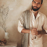 Pale Pink Linen Shirt for Men with Handmade Braids by AYA Sacred Wear