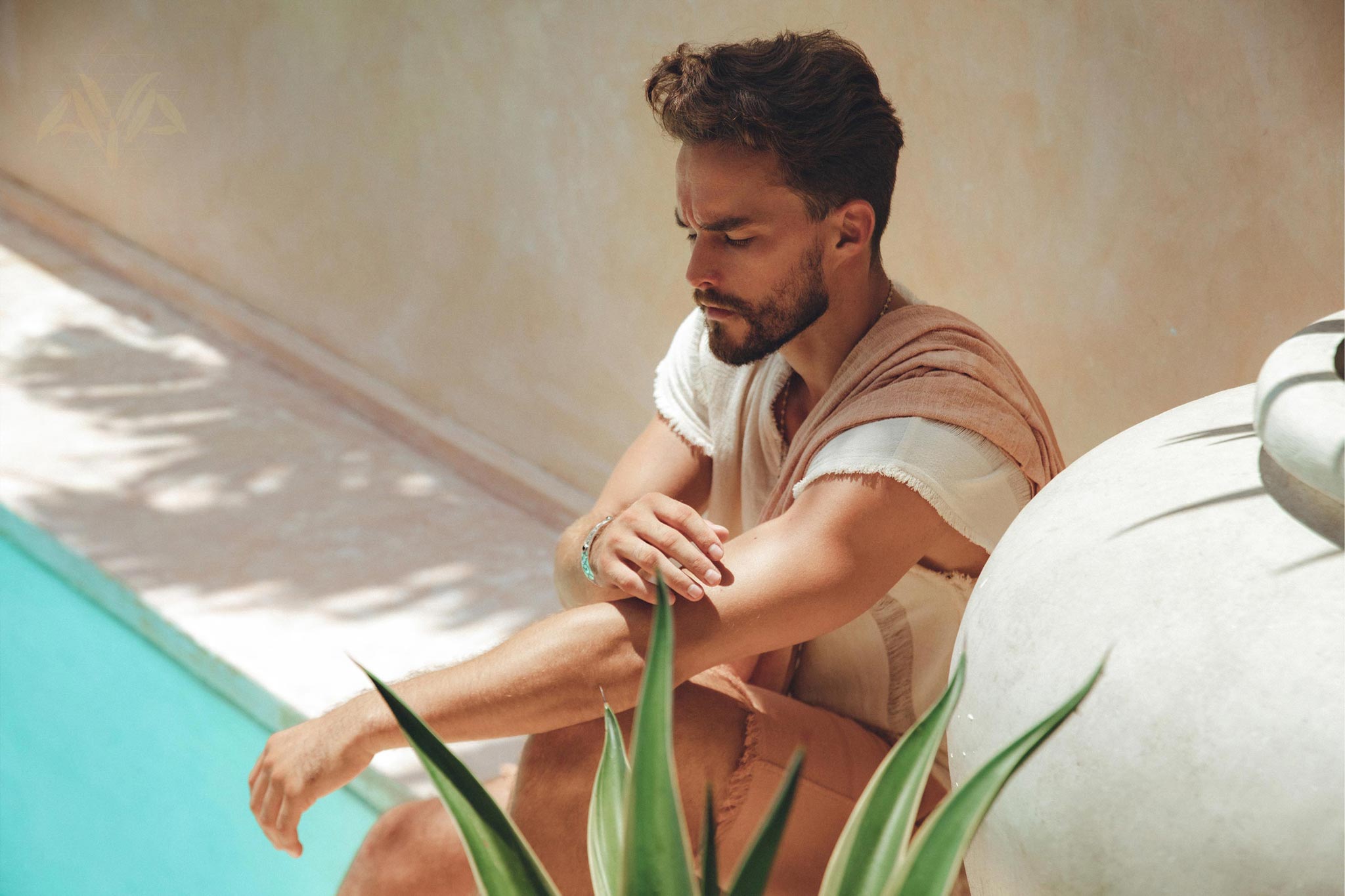 Off-White Handwoven Bohemian Tee T-shirt for Men by AYA Sacred Wear