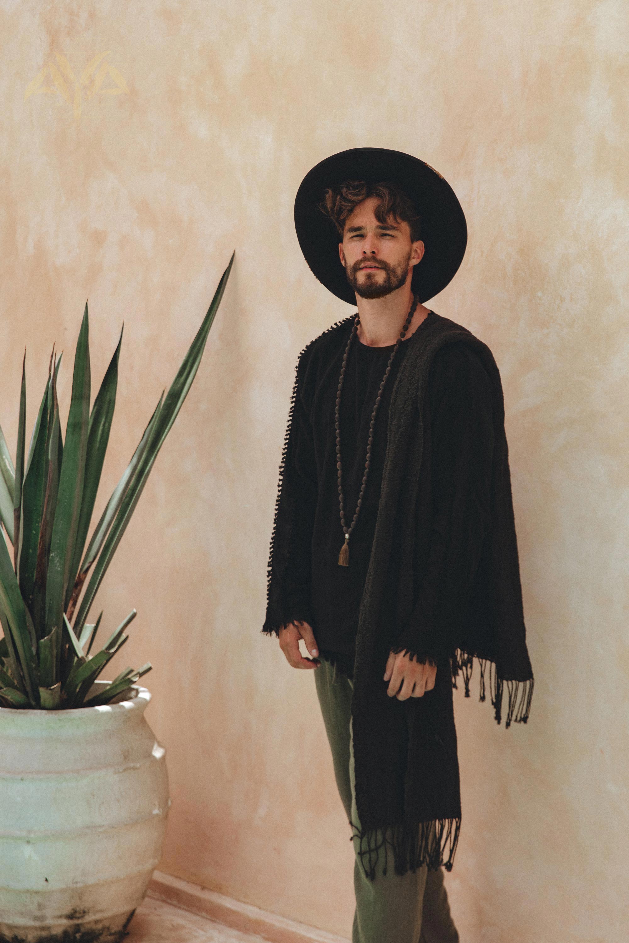 Dark Green Long Cotton Pants for Men by AYA Sacred Wear