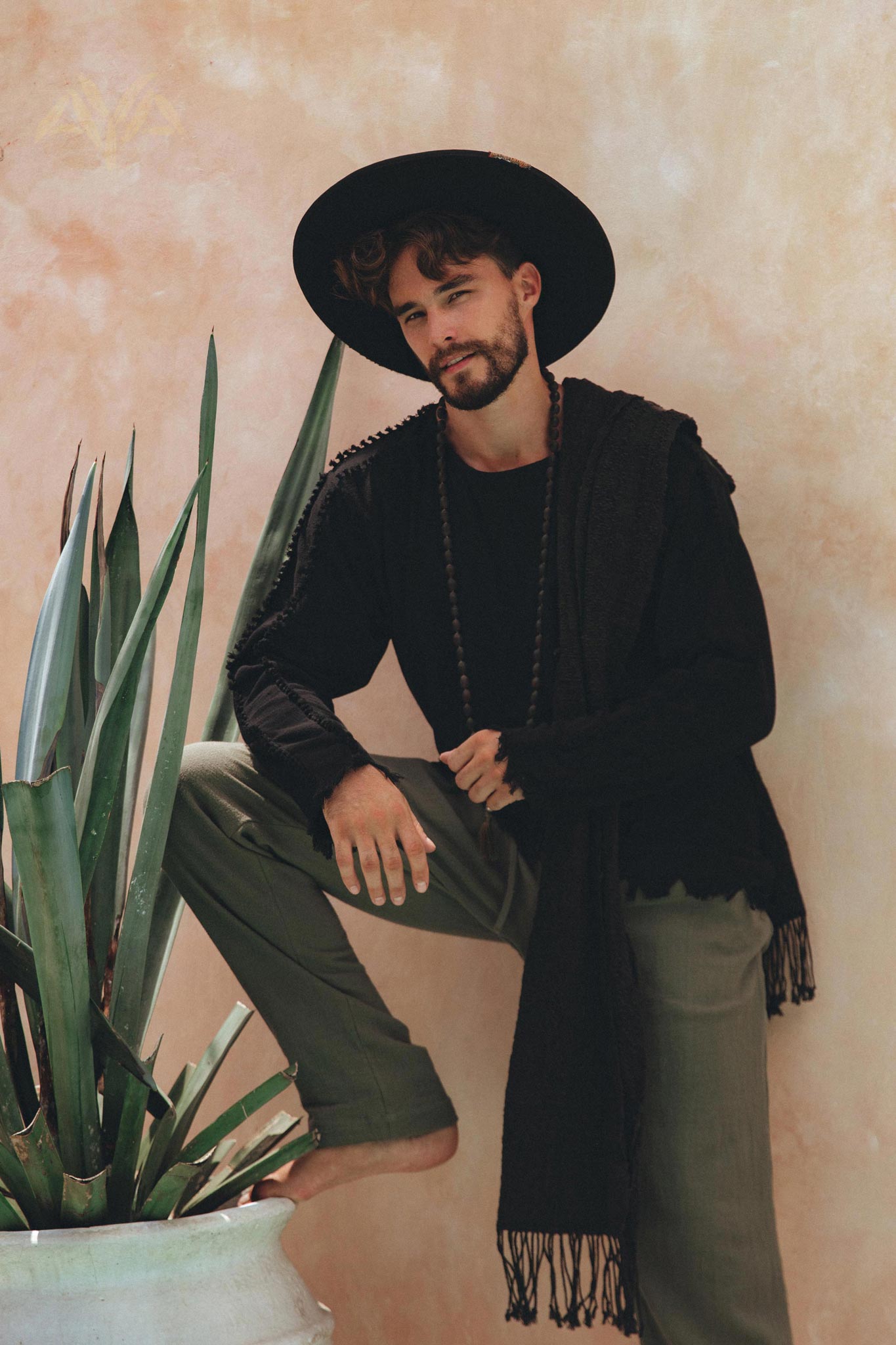 Dark Green Long Cotton Pants for Men by AYA Sacred Wear