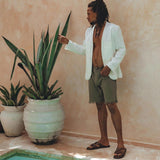 Sage Green  Handwoven Cotton Shorts for Men by AYA Sacred Wear