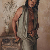 Sage Green  Handwoven Cotton Shorts for Men by AYA Sacred Wear