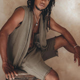 Sage Green  Handwoven Cotton Shorts for Men by AYA Sacred Wear