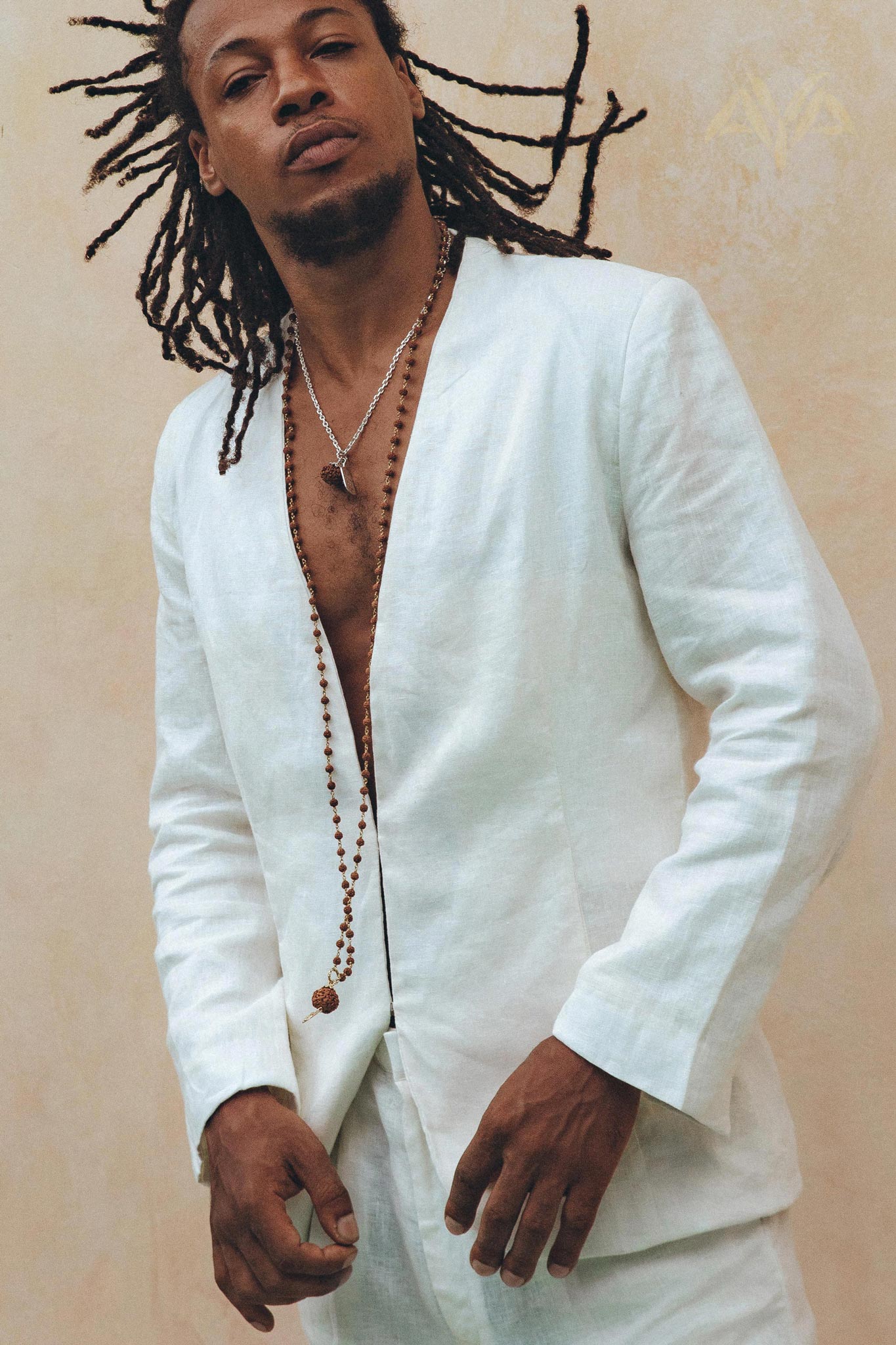 White Linen Blazer Jacket for Men by AYA Sacred Wear