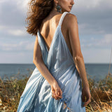 Indigo Blue Botanically Dyed Handmade Macrame Belted Boho Dress - AYA Sacred Wear