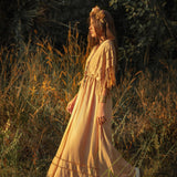 Yellow Ochre Boho Dress  Plus Size Dress Women  Kaftan Maxi Dress by AYA Sacred Wear