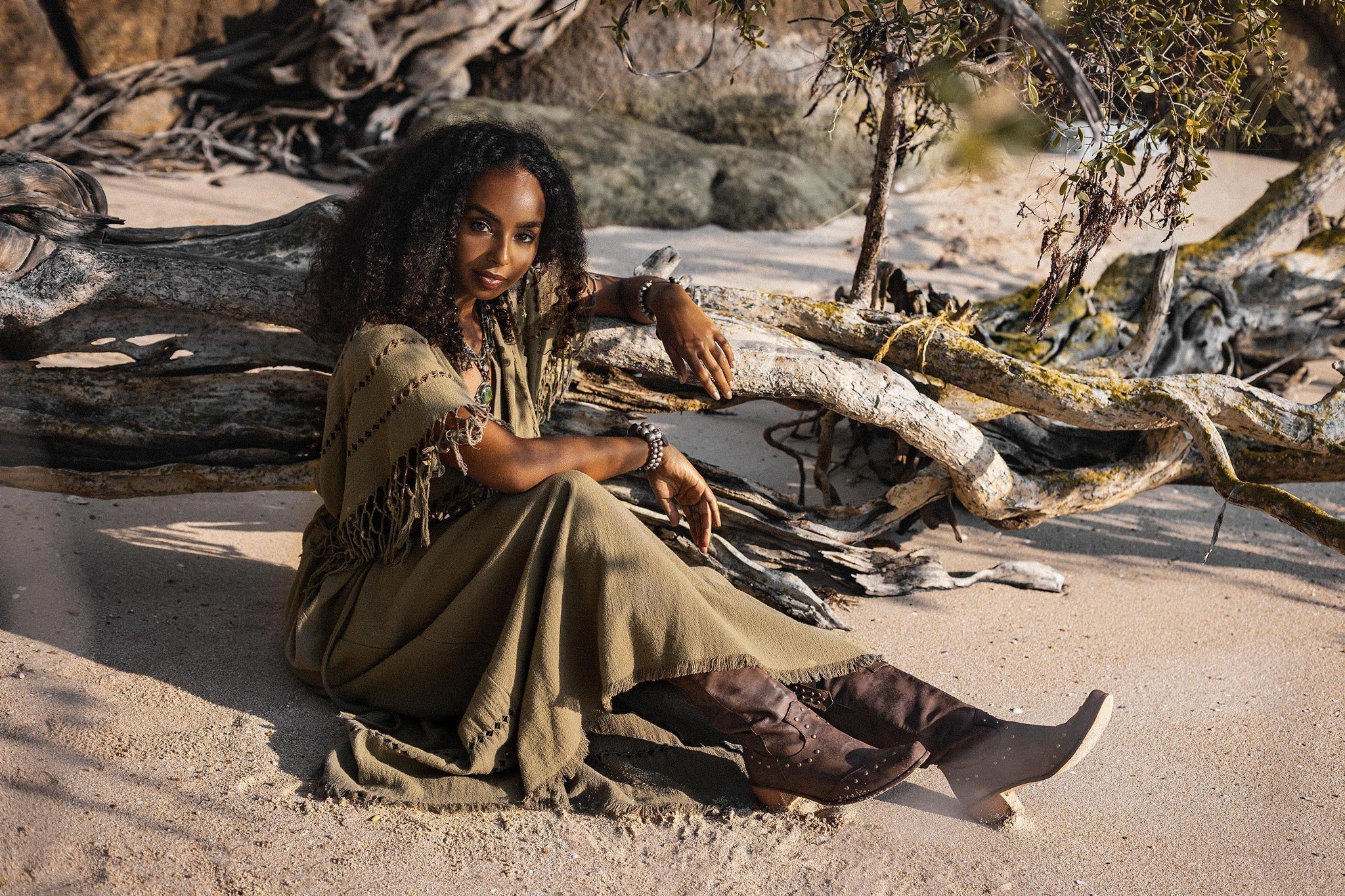 Sage Green Boho Dress • Plus Size Dress for Women • Kaftan Maxi Dress by AYA Sacred Wear