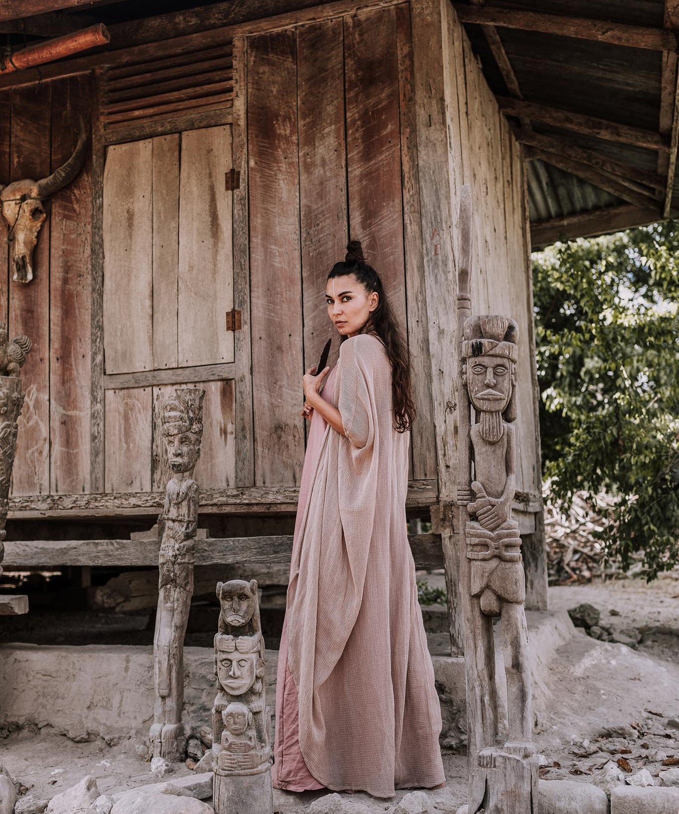 Bamboo Boho Kimono Cover-up, Bridal Cape, Poncho Robe - AYA Sacred Wear