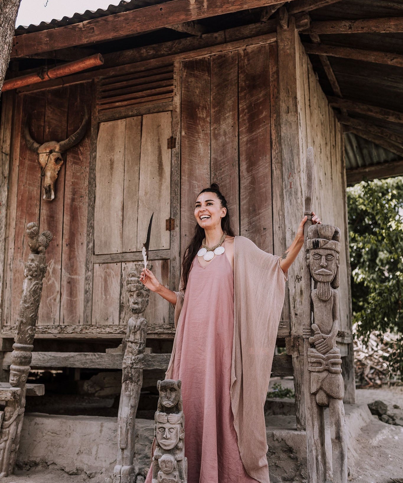 Bamboo Boho Kimono Cover-up, Bridal Cape, Poncho Robe - AYA Sacred Wear