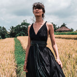 Black Cotton Bohemian Maxi Dress Convertible Dress - AYA Sacred Wear