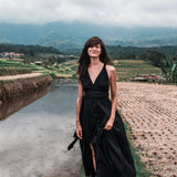 Black Cotton Bohemian Maxi Dress Convertible Dress - AYA Sacred Wear