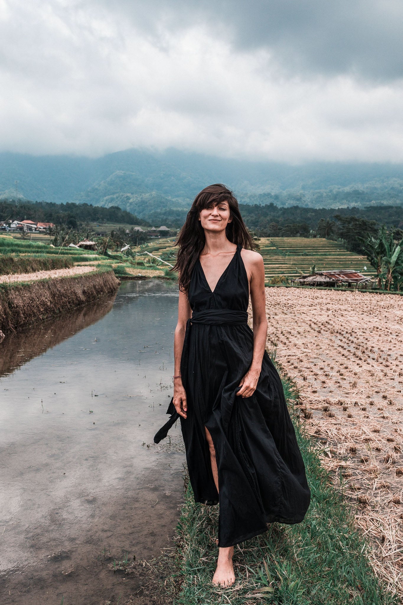 Black Cotton Bohemian Maxi Dress Convertible Dress - AYA Sacred Wear