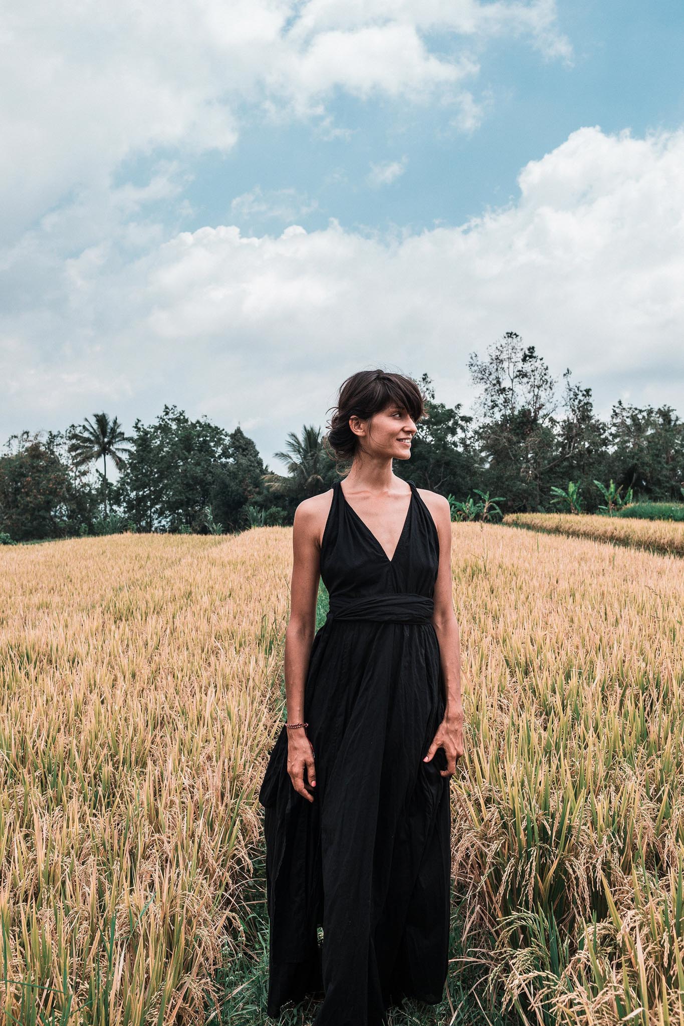 Black Cotton Bohemian Maxi Dress Convertible Dress - AYA Sacred Wear