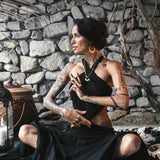 Black Cotton Boho Organic Cotton Dress - AYA Sacred Wear