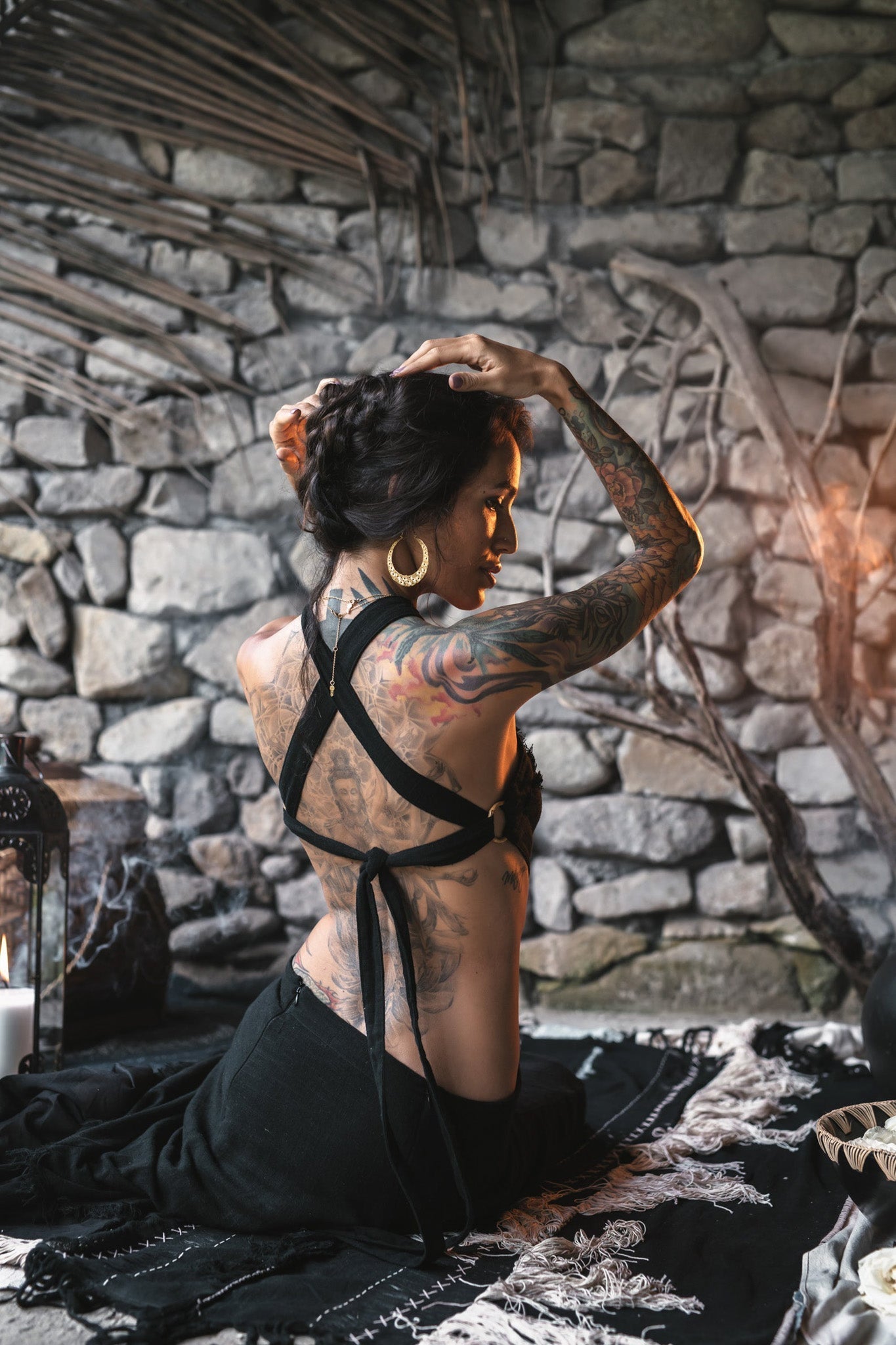 Black Cotton Boho Organic Cotton Dress - AYA Sacred Wear