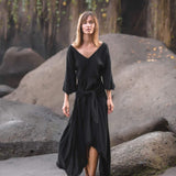 Black Cotton Dress for Women Tribal Dance Dress - AYA Sacred Wear