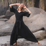 Black Cotton Dress for Women Tribal Dance Dress - AYA Sacred Wear