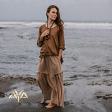 Light Brown Cotton "Dragonfly" Boho Blouse - AYA Sacred Wear