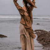 Light Brown Cotton "Dragonfly" Boho Blouse - AYA Sacred Wear