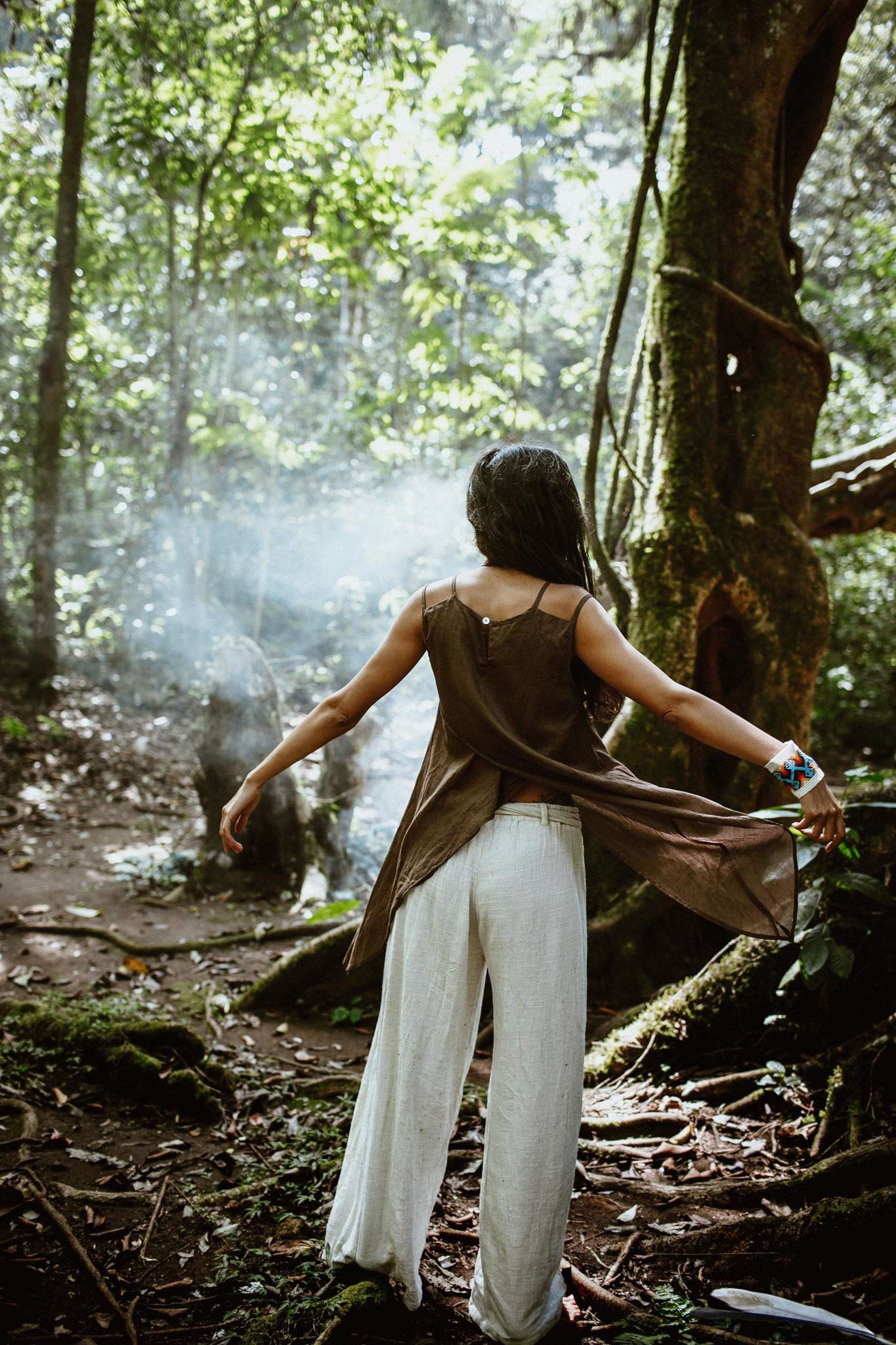 Brown Organic Cotton Gypsy Top Blouse "Wind Spirit" - AYA Sacred Wear