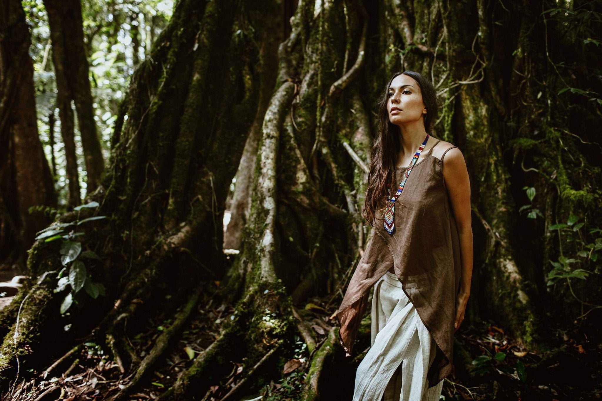 Brown Organic Cotton Gypsy Top Blouse "Wind Spirit" - AYA Sacred Wear