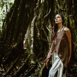 Brown Organic Cotton Gypsy Top Blouse "Wind Spirit" - AYA Sacred Wear