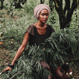 Brown Organic Linen Goddess Dress with V-shape Open Back - AYA Sacred Wear