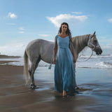 Boho Macrame Bridesmaid Dress, Off-White to Sky Blue Multiway Dress by AYA Sacred Wear