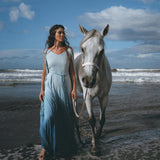 Boho Macrame Bridesmaid Dress, Off-White to Sky Blue Multiway Dress by AYA Sacred Wear