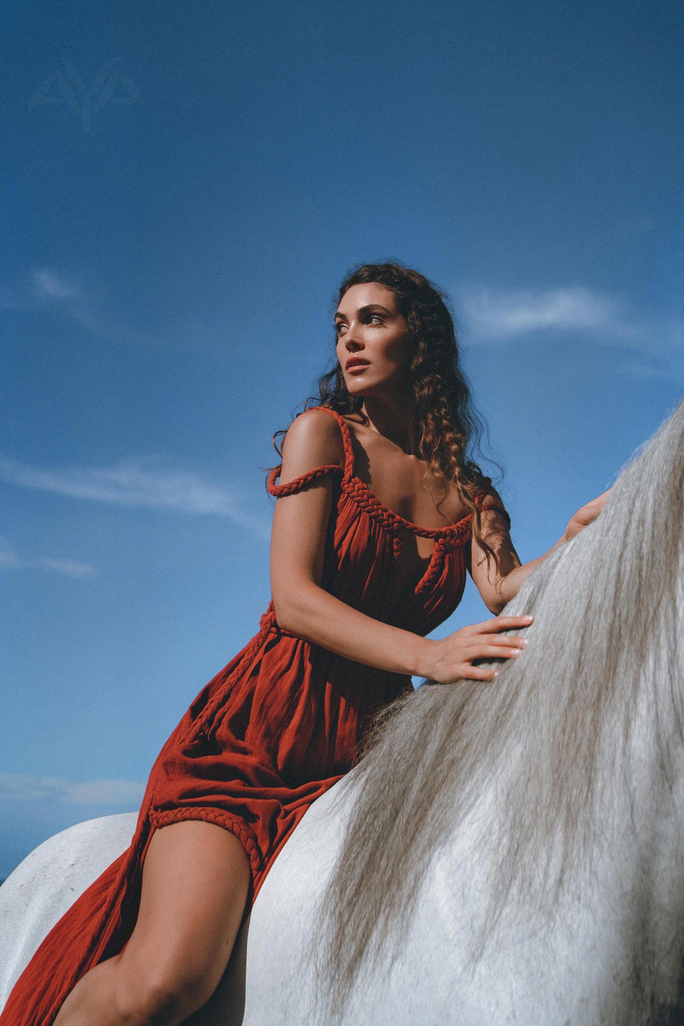 Red Greek Goddess Prom Boho Dress by AYA Sacred Wear