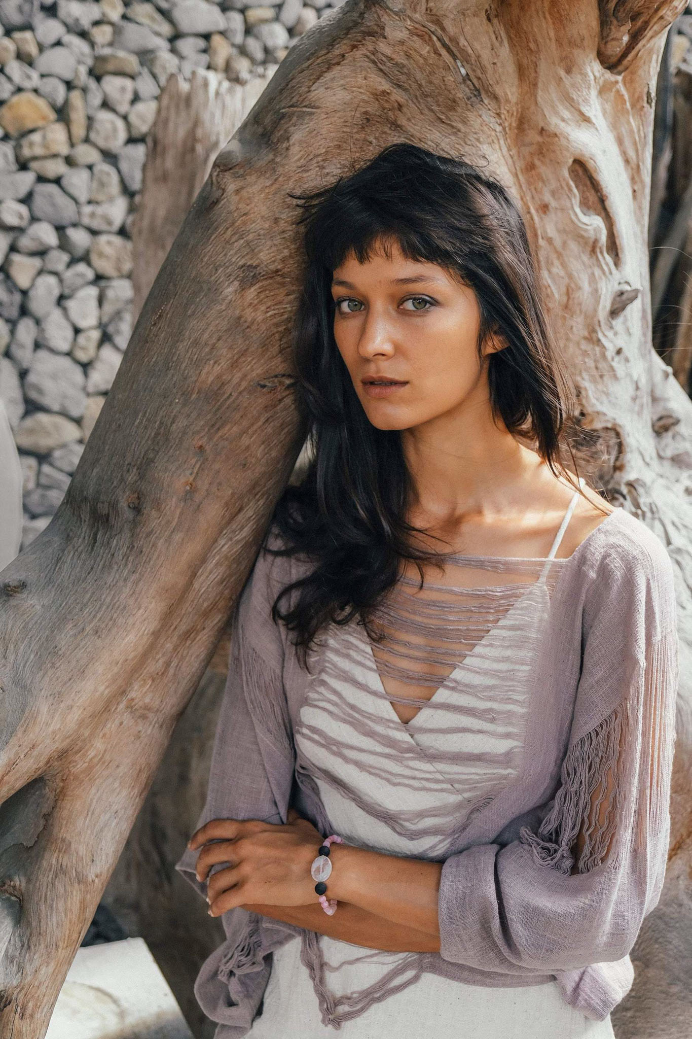 Dry Lavender Hand Loomed Raw Cotton Top - AYA Sacred Wear