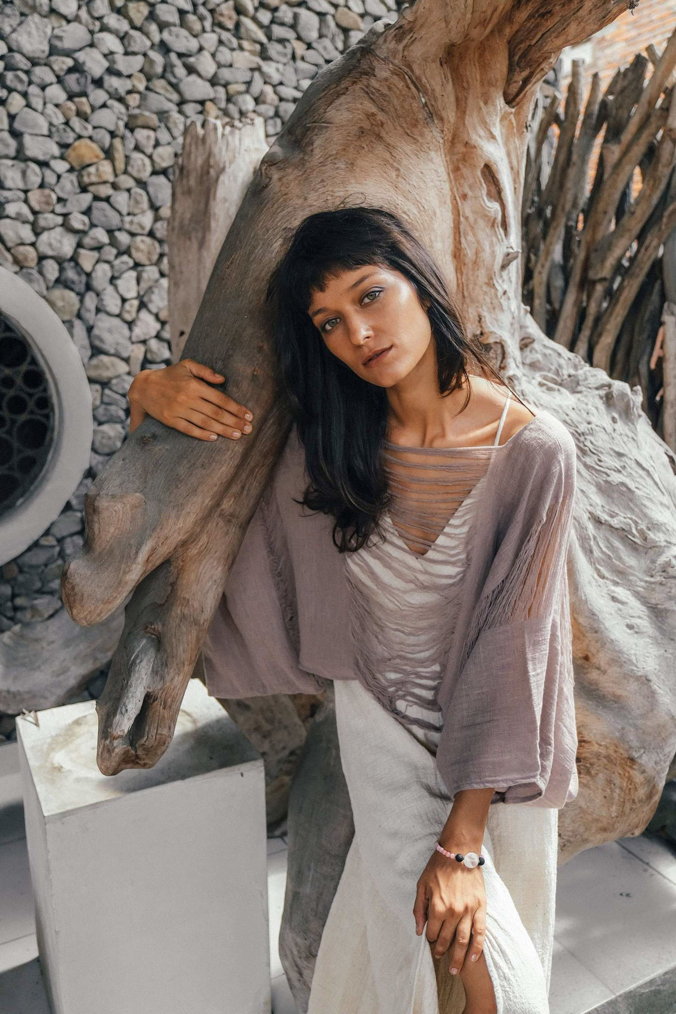 Dry Lavender Hand Loomed Raw Cotton Top - AYA Sacred Wear