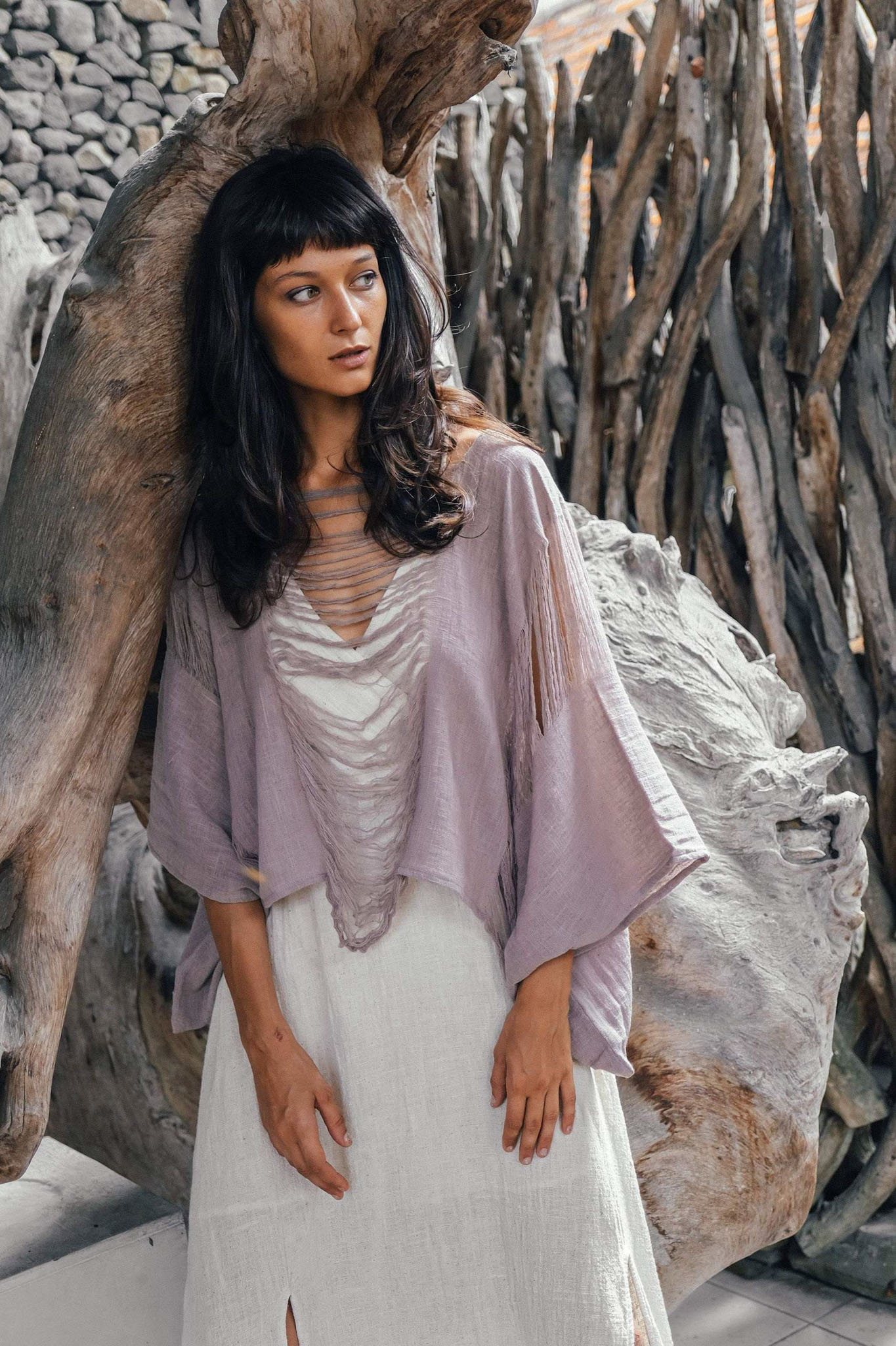 Dry Lavender Hand Loomed Raw Cotton Top - AYA Sacred Wear