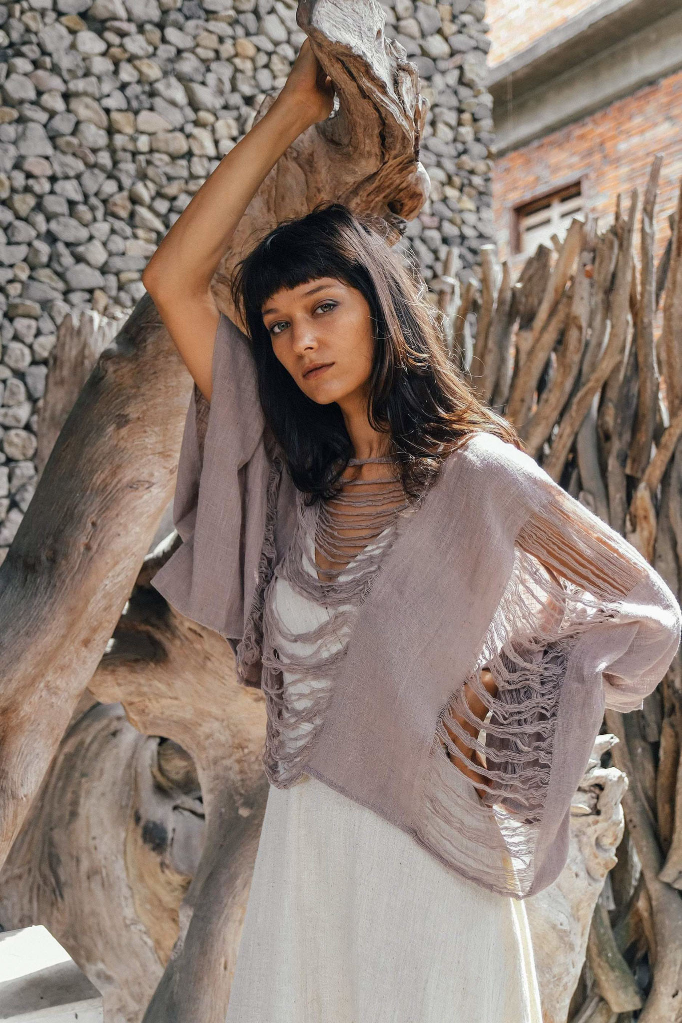 Dry Lavender Hand Loomed Raw Cotton Top - AYA Sacred Wear