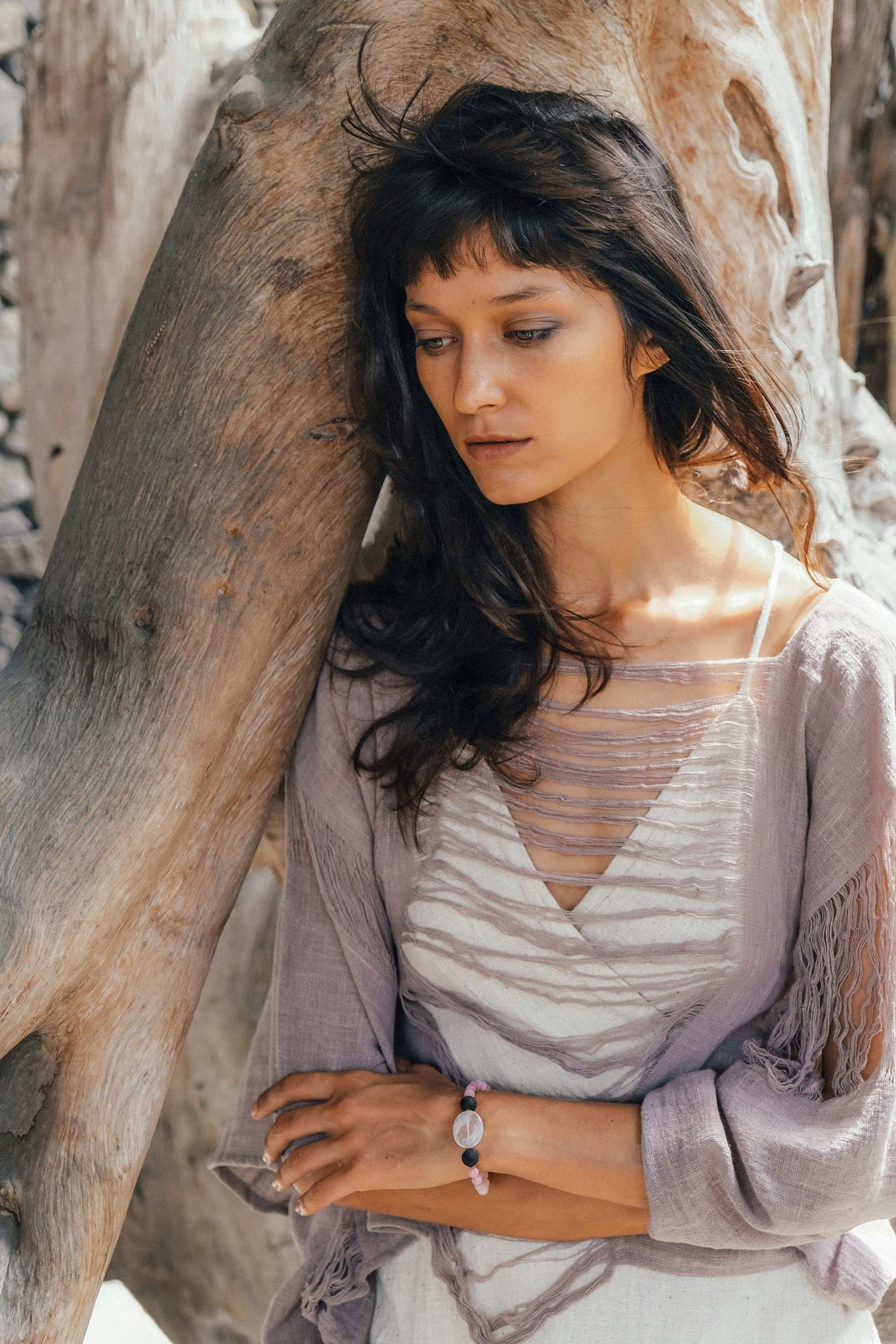 Dry Lavender Hand Loomed Raw Cotton Top - AYA Sacred Wear