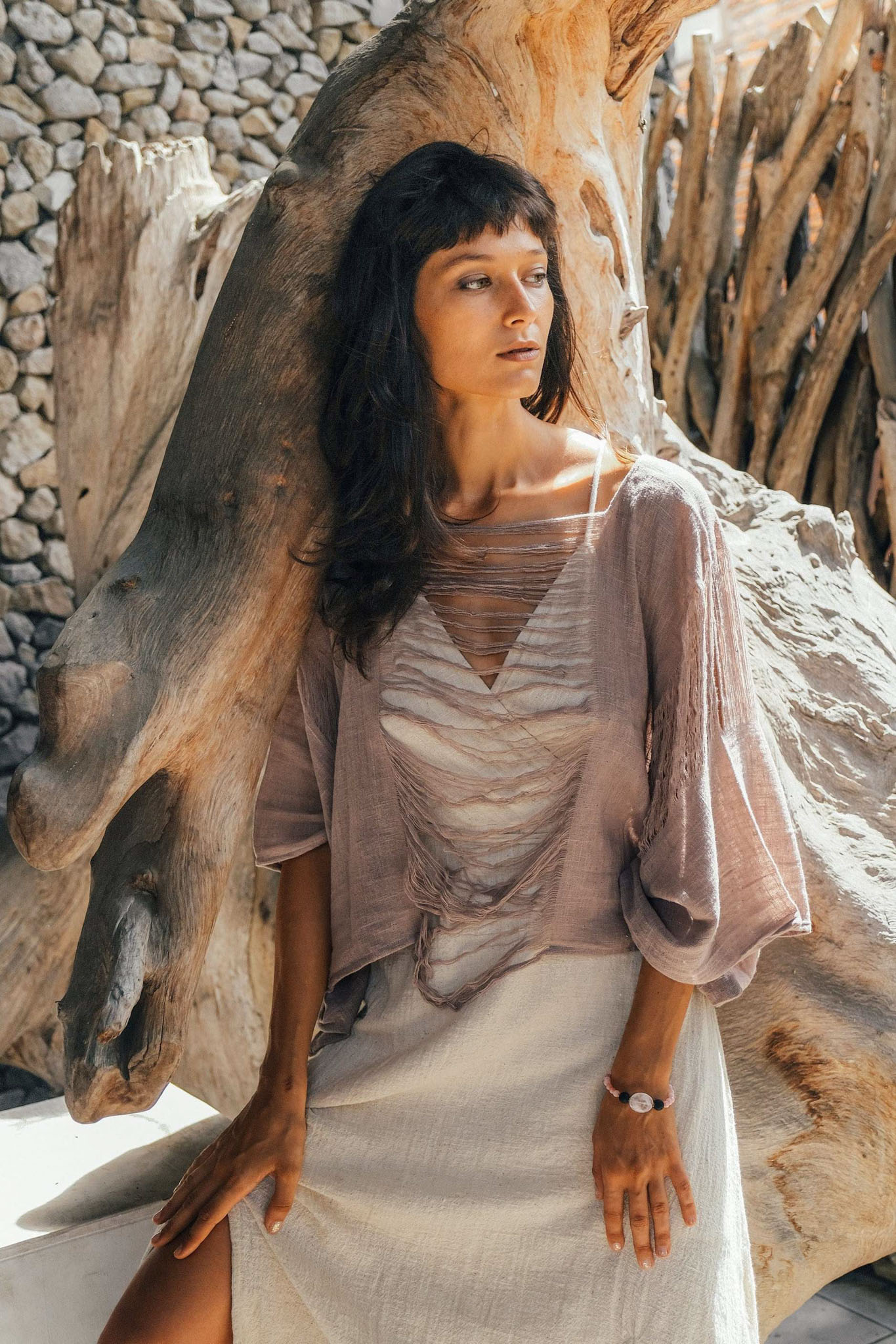 Dry Lavender Hand Loomed Raw Cotton Top - AYA Sacred Wear