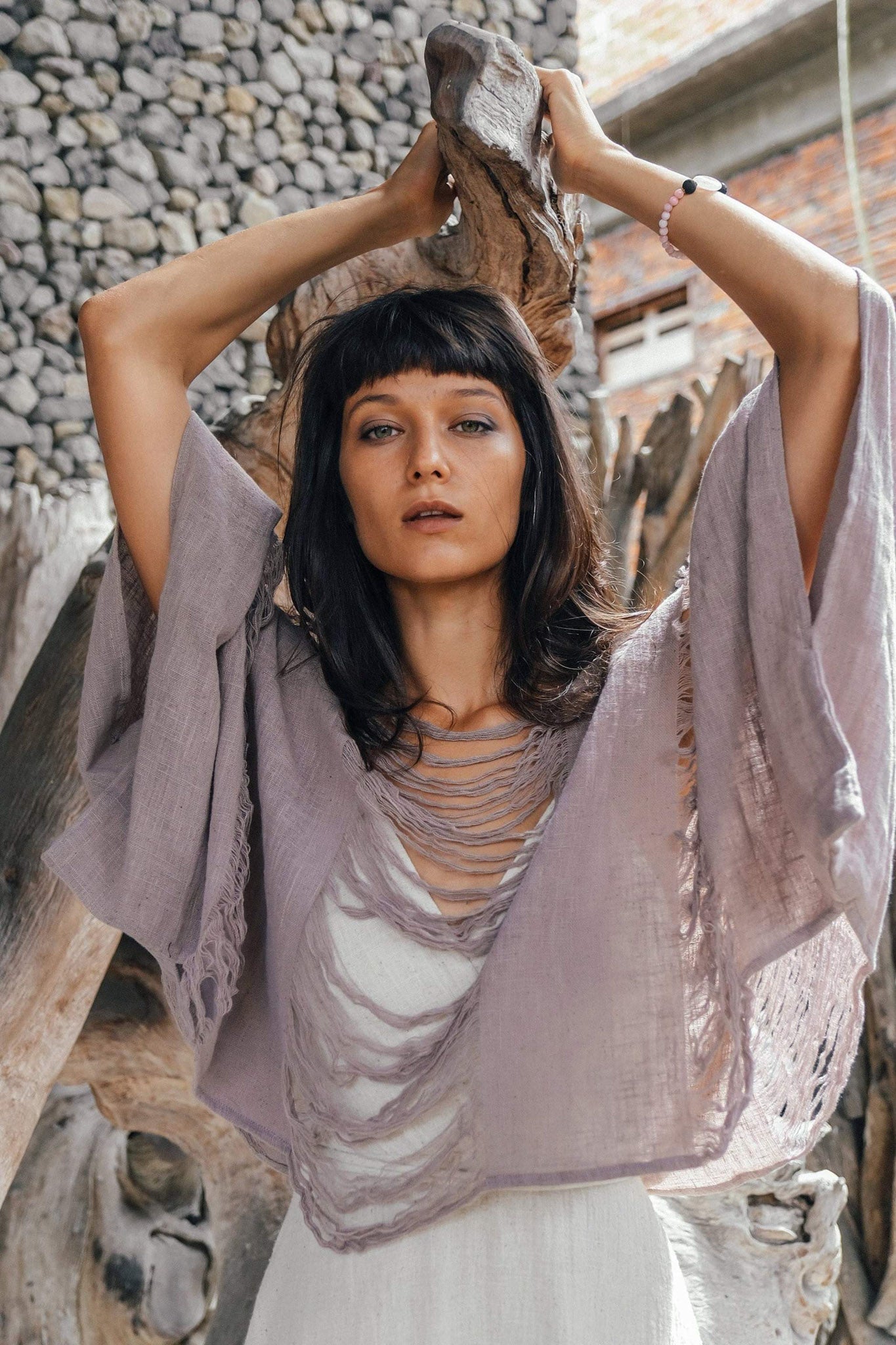 Dry Lavender Hand Loomed Raw Cotton Top - AYA Sacred Wear